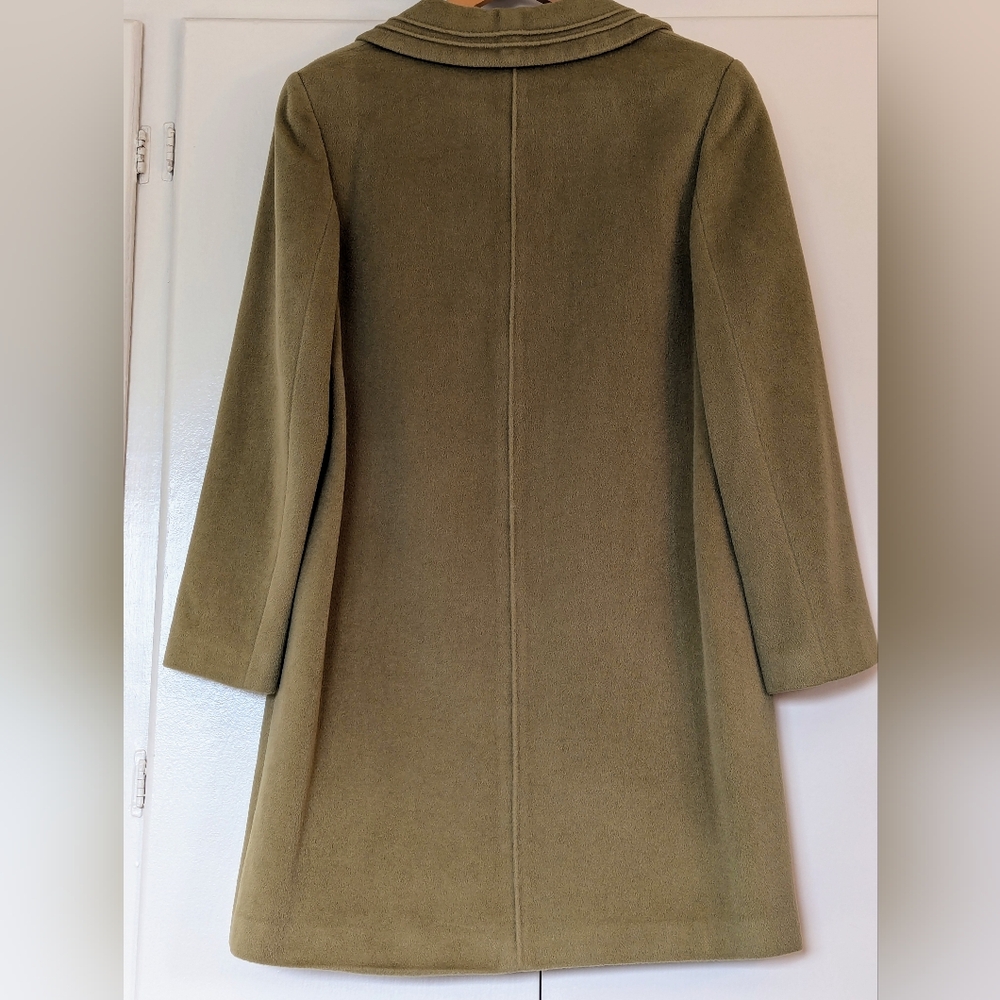 Large Wool & Rabbit Button Down Coat Avocado Gree… - image 2